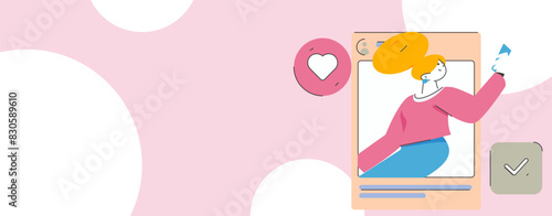 Virtual characters social communication concept business flat vector hand drawn illustration
