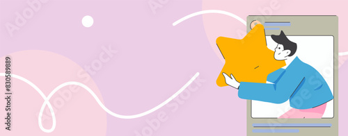 Virtual characters social communication concept business flat vector hand drawn illustration
