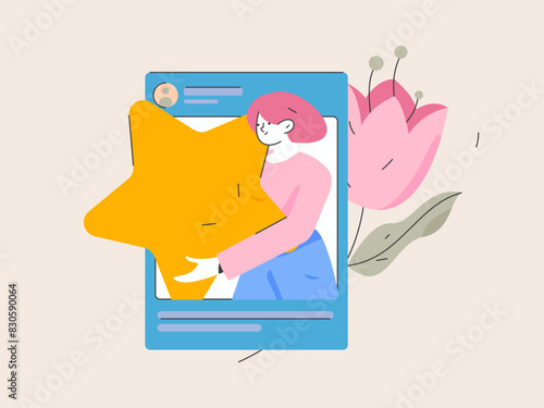 Virtual characters social communication concept business flat vector hand drawn illustration
