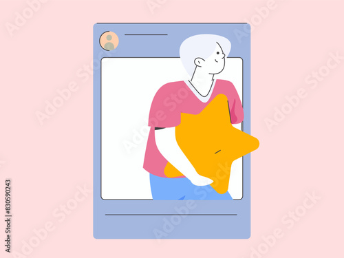 Virtual characters social communication concept business flat vector hand drawn illustration
