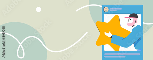Virtual characters social communication concept business flat vector hand drawn illustration
