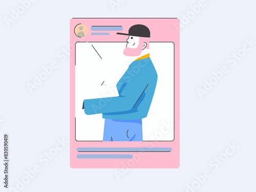 Virtual characters social communication concept business flat vector hand drawn illustration
