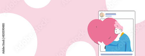Virtual characters social communication concept business flat vector hand drawn illustration
