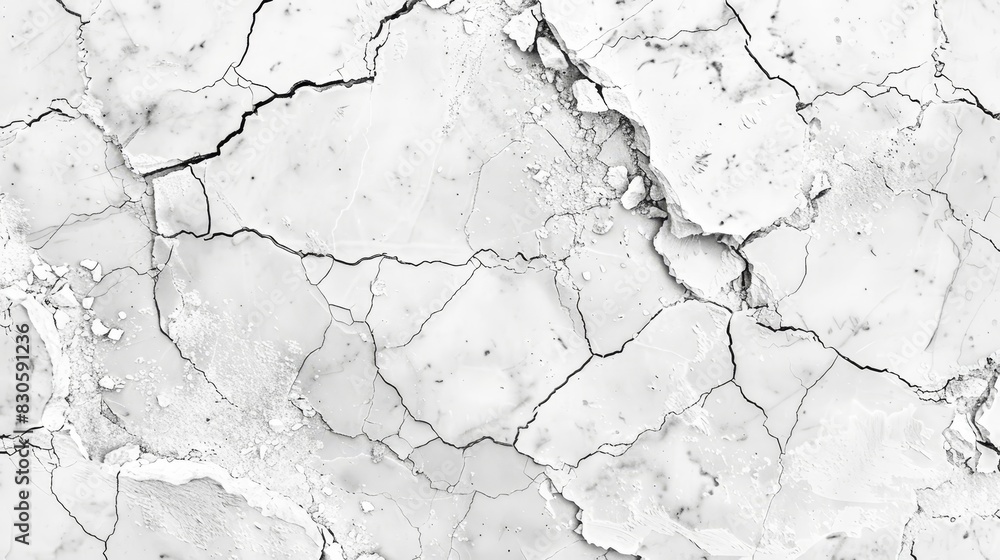 A monochrome image of a marbled surface with a central crack, featuring additional cracks within its middle section A monochrome image of a marbled surface with a central crack, featuring additional cracks within its middle section