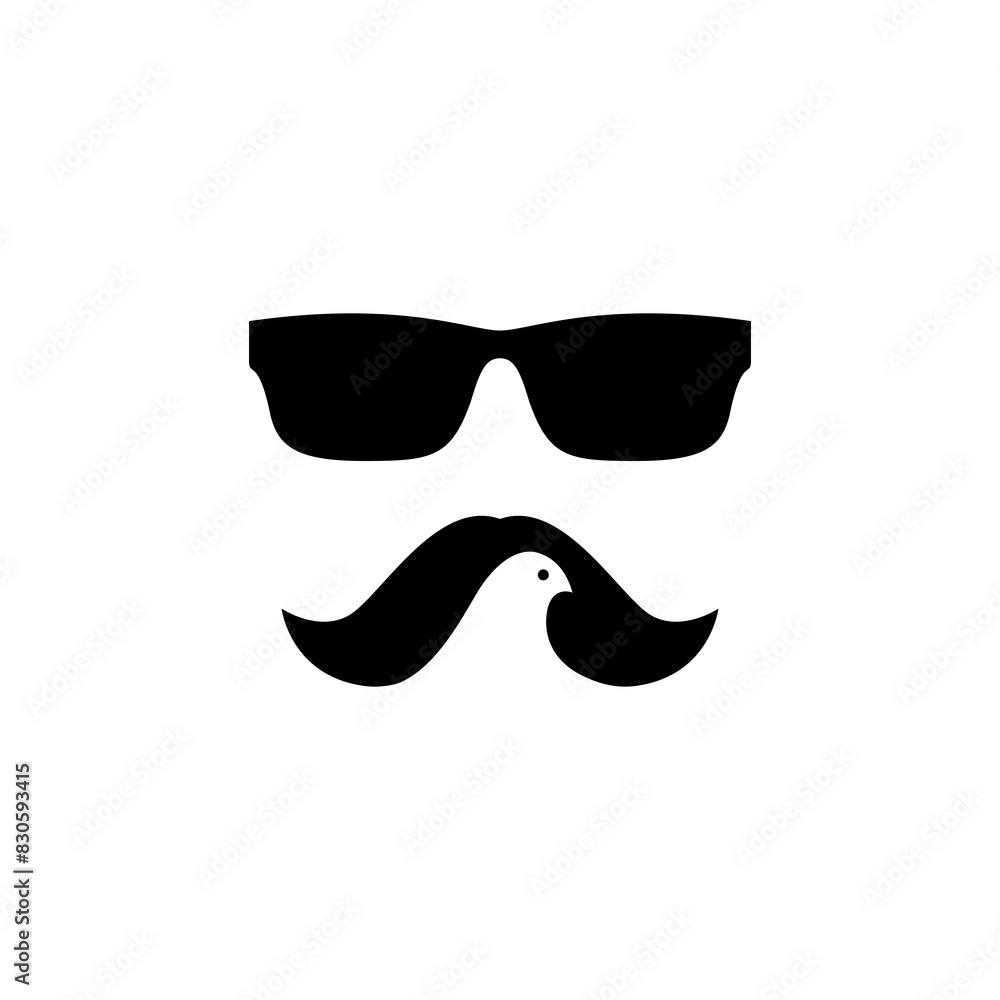 mustache with bird modern logo design vector mustache with bird modern logo design vector
