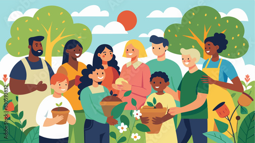 A place of healing and growth as individuals from diverse backgrounds find common ground and support one another through their shared love for gardening.. Vector illustration