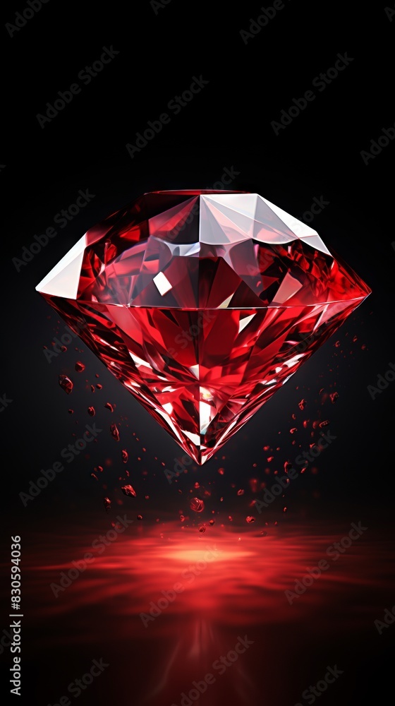 Red diamond shines bright under spotlight. Red diamond shines bright under spotlight.