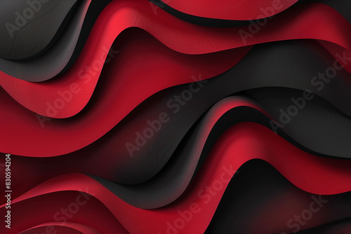Generative AI Image of Red Black Elegant Wavy Paper Design Background