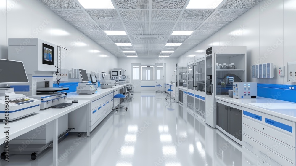 Modern hospital laboratory There are various types of scientific tools and equipment.