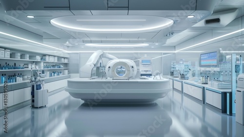 Modern hospital laboratory There are various types of scientific tools and equipment.