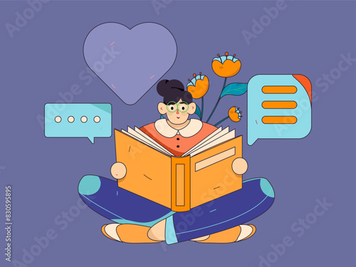Virtual characters social communication concept business flat vector hand drawn illustration
