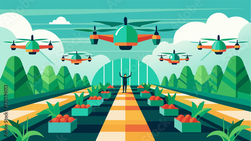 Now that air taxis have become a common mode of transportation its not uncommon to see them making stops at various indoor farms delivering and collecting drones to aid in the. Vector illustration