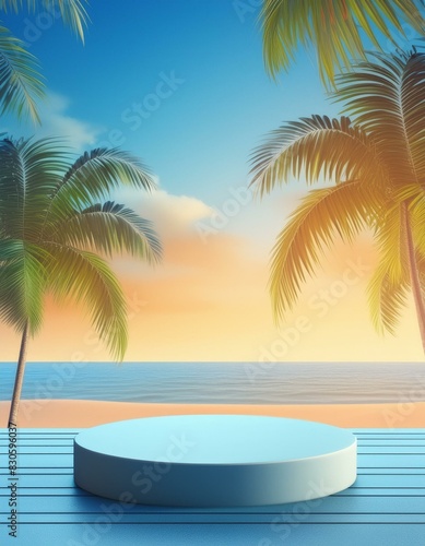 Summer Paradise: 3D Podium on Palm Beach  © Rahain