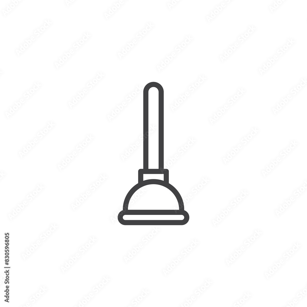 Plumbing plunger line icon Plumbing plunger line icon