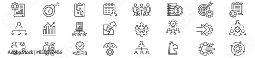 Project management icon collection. Editable stroke icons collection. Vector illustration