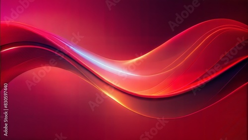 Abstract digital art with a red gradient background, featuring smooth curves and glowing light effects. The design includes soft transitions between different shades of red, creating a dynamic and mod photo