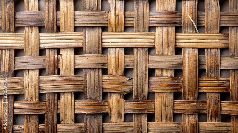 Close-up of Woven Bamboo Texture, Generative AI Close-up of Woven Bamboo Texture, Generative AI
