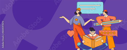 Virtual characters social communication concept business flat vector hand drawn illustration
