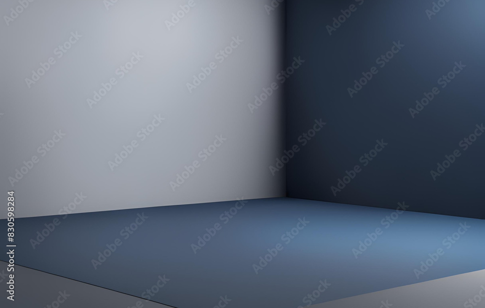 Fototapeta premium Abstract luxury gradient blue background smooth dark blue with black vignette studio banner, Blue gray gradient background, Contemporary concrete gallery interior with mock up place on walls Museum an