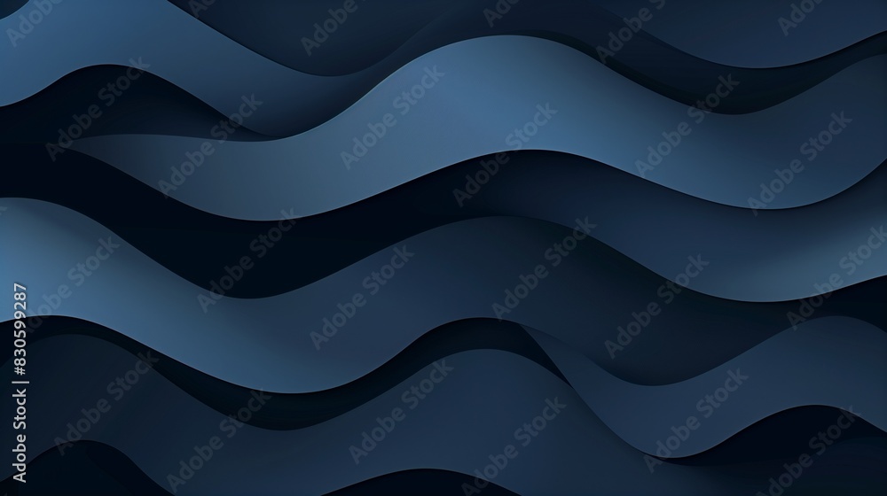 Obraz premium An elegant abstract banner design with dark blue paper waves, showcasing a smooth and stylish vector background.