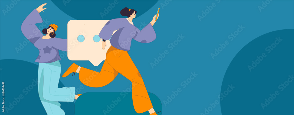 Virtual characters social communication concept business flat vector hand drawn illustration
Virtual characters social communication concept business flat vector hand drawn illustration