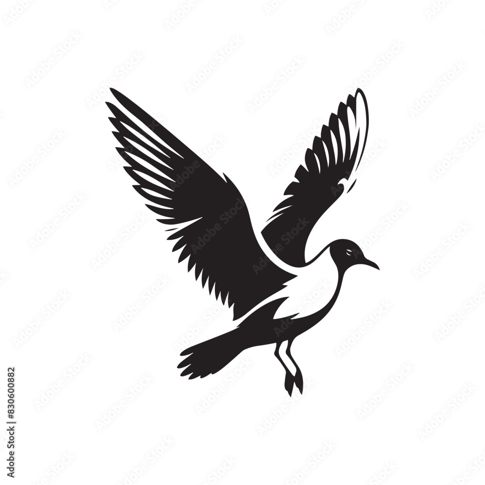 Minimalist Seagull Vector- Black Vector Silhouette of a Seagull Capturing the Essence of Freedom in Flight- Seagull Illustration. Minimalist Seagull Vector- Black Vector Silhouette of a Seagull Capturing the Essence of Freedom in Flight- Seagull Illustration.