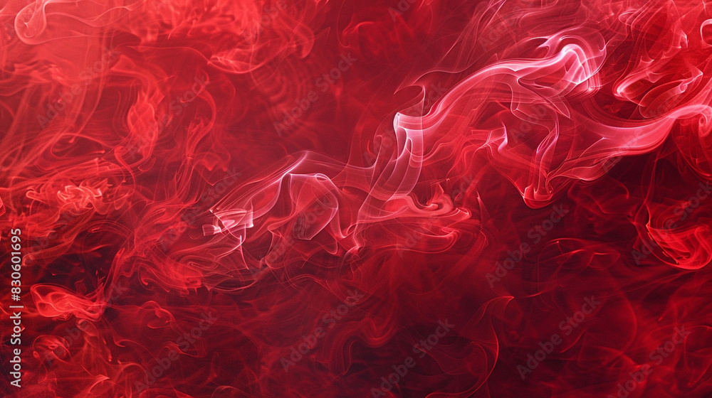 Swirling dynamic ruby smoke embodies abstract energy and vitality,