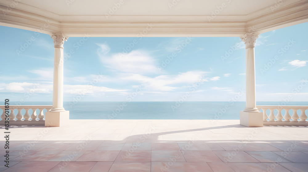 Fototapeta premium digital vintage style blue sky and ocean graphics poster background