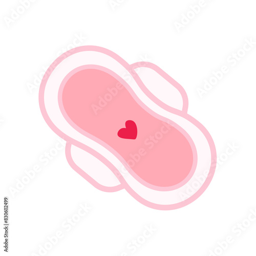  women menstrual pad reusable pad. Element isolated on white background. Flat design cartoon illustration.