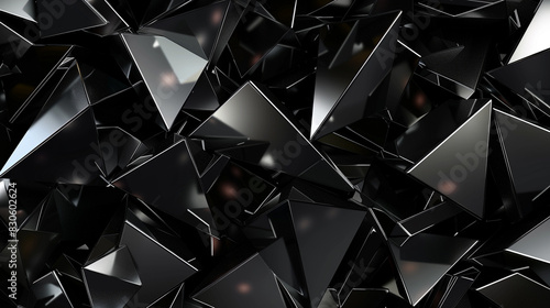Luminous onyx black triangles radiate futuristic energy, evoking mystery and sophistication, photo