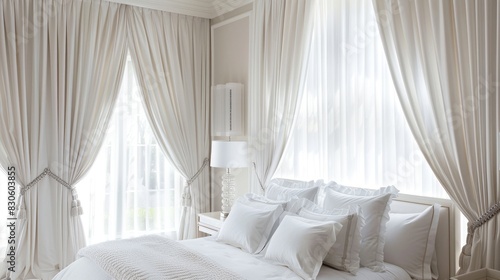 Bedroom Home Decor White Drapery for Interior Design