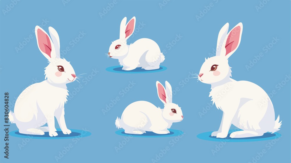 White rabbits Four . Collection of graphic elements f