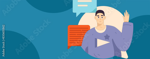 Virtual characters social communication concept business flat vector hand drawn illustration
