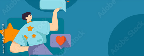 Virtual characters social communication concept business flat vector hand drawn illustration
