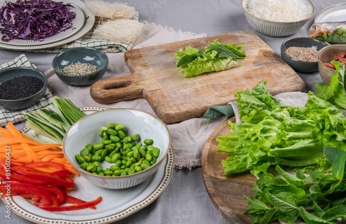 Sommerrollen, vietnamesische Küche, frisch vegan kochen
