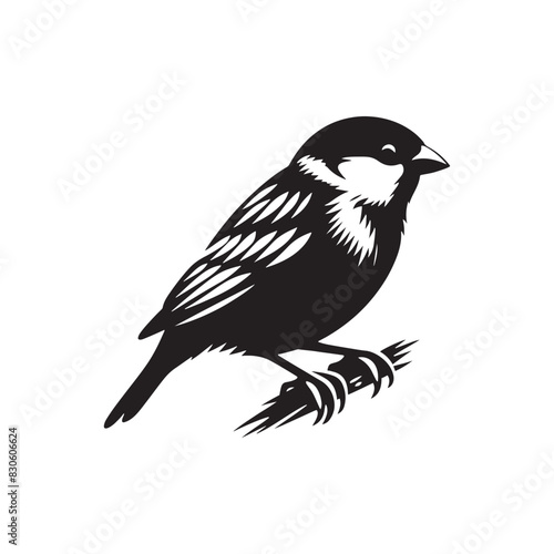 Minimalist Sparrow Vector: Black Vector Silhouette of a Sparrow- Illustration of Sparrow..