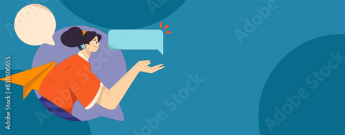 Virtual characters social communication concept business flat vector hand drawn illustration
