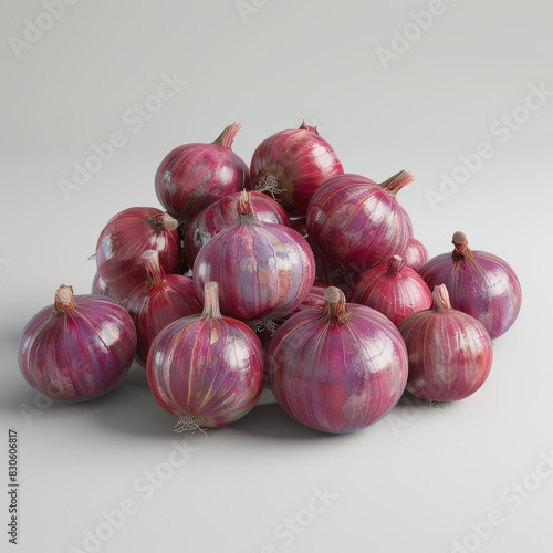 huge pile of big shallot on white background