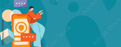 Virtual characters social communication concept business flat vector hand drawn illustration
