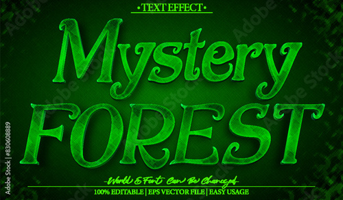 Mystery Forest Vector Text Effect Editable Alphabet Green Spooky Horror Tree