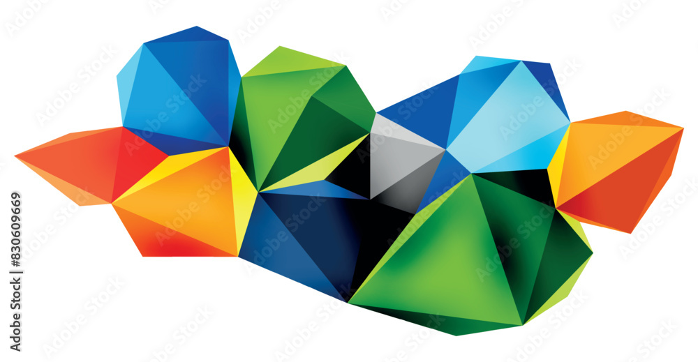 A stylish and modern abstract background featuring geometric 3D shapes constructed from low-poly triangles, perfect for contemporary designs A stylish and modern abstract background featuring geometric 3D shapes constructed from low-poly triangles, perfect for contemporary designs