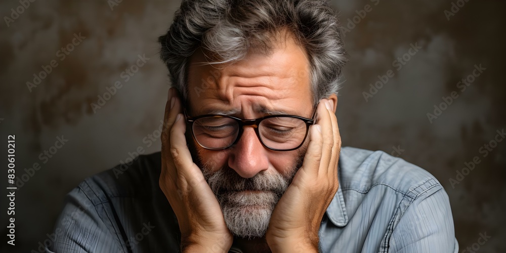 A man with tired eyes and redness from wearing glasses showing signs of strain and fatigue. Concept Eyestrain, Glasses, Fatigue, Redness, Tired Eyes A man with tired eyes and redness from wearing glasses showing signs of strain and fatigue. Concept Eyestrain, Glasses, Fatigue, Redness, Tired Eyes