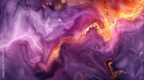 Ethereal Fluid Art Wallpaper in Pink, Purple, and Gold Generative AI