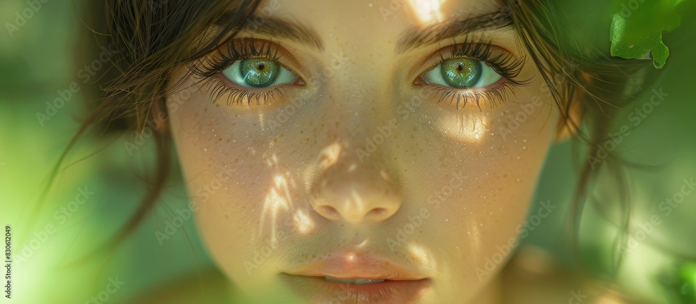 Enchanting Forest Beauty: Woman Amidst Nature and Cosmetics Generative AI