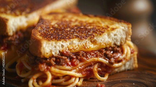 Grilled Cheese with Spaghetti in a Meat Sauce