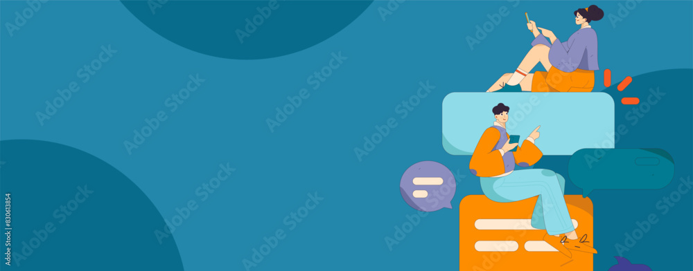 Virtual characters social communication concept business flat vector hand drawn illustration
Virtual characters social communication concept business flat vector hand drawn illustration