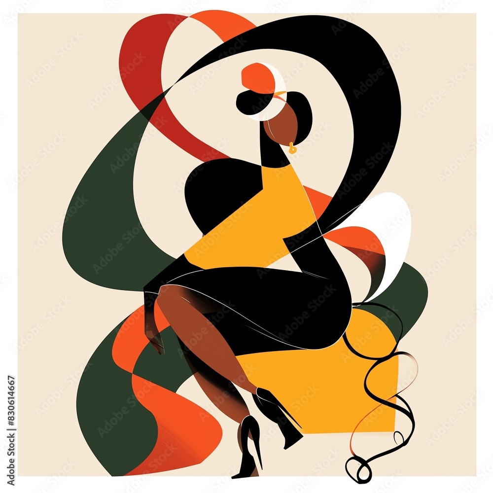 Abstract illustration of a stylish woman in vibrant colors. Perfect for modern art, fashion, and lifestyle themes. Abstract illustration of a stylish woman in vibrant colors. Perfect for modern art, fashion, and lifestyle themes.