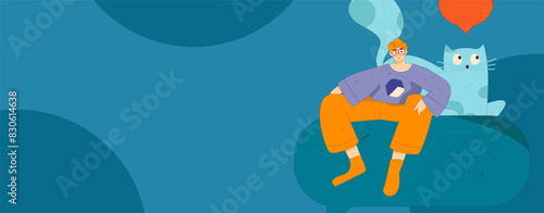 Virtual characters social communication concept business flat vector hand drawn illustration
