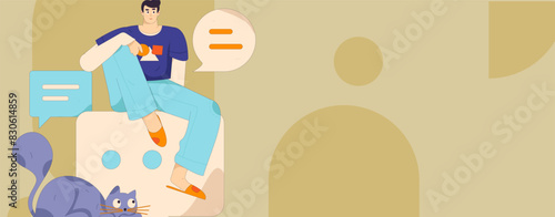 Virtual characters social communication concept business flat vector hand drawn illustration
