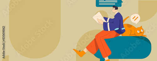 Virtual characters social communication concept business flat vector hand drawn illustration
